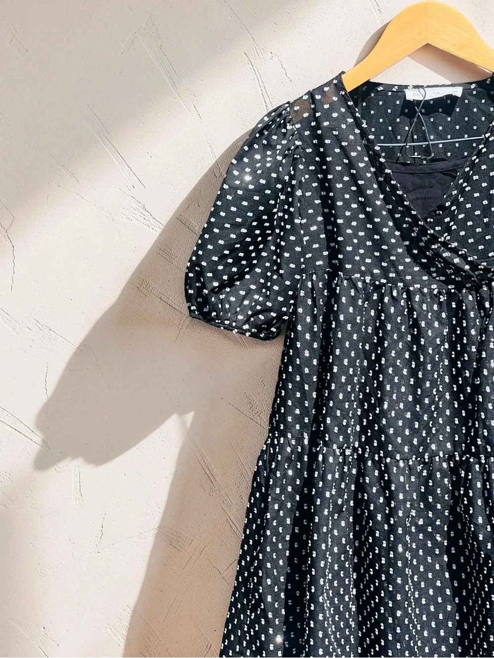 Zara Kids Black Silver Metallic Dot Tiered Wrap Dress Size 8⁠